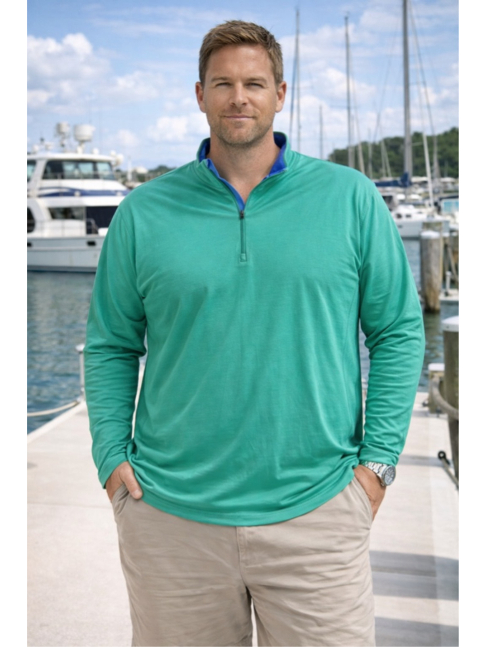 Men's Polo Golf Ralph Lauren Pullover XXL Green Long Sleeve F26